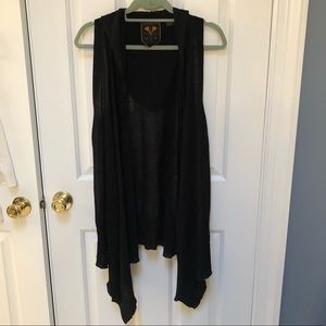 Jamison linen draped vest with hood